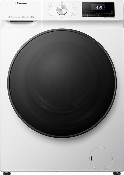 Hisense Lave-linge WFQA1214EVJM Chargement frontal 12 kg EEK A 1400upm Vapeur Inverter (12 kg, Gauche)