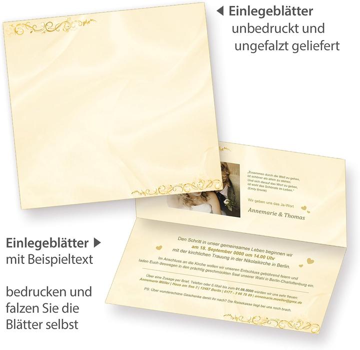 Immagine prodotto Tatmotive Einladungskarten-Set Hochzeit (40 Stück) inkl. Umschläge (40 pz.)