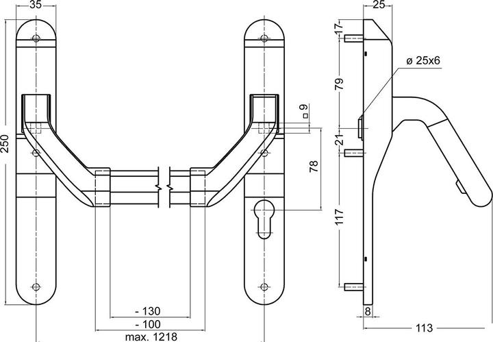 Actual product image Glutz Anti-panic fittings 8615 (Door set)
