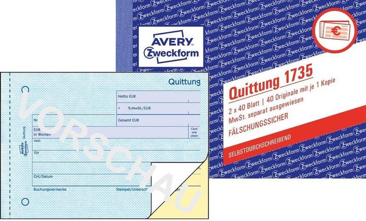 Immagine prodotto Avery Libretto di moduli "Ricevuta con IVA", 4+1 (40 x)
