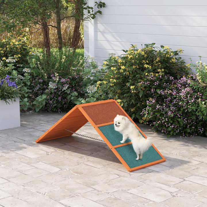 Produktbild PawHut Hunde Agility Steg Tannenholz Orange (Agility)