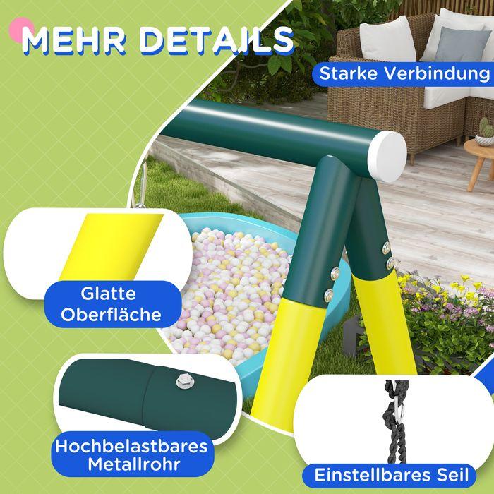 Immagine prodotto Swisshandel24 Altalena per bambini 4in1 con 2 altalene, canestro da basket, scaletta per arrampicarsi, acciaio