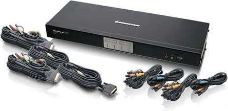 Actual product image Iogear 4-Port Dual Link DVI KVMP Switch with 7.1 Audio and Cables