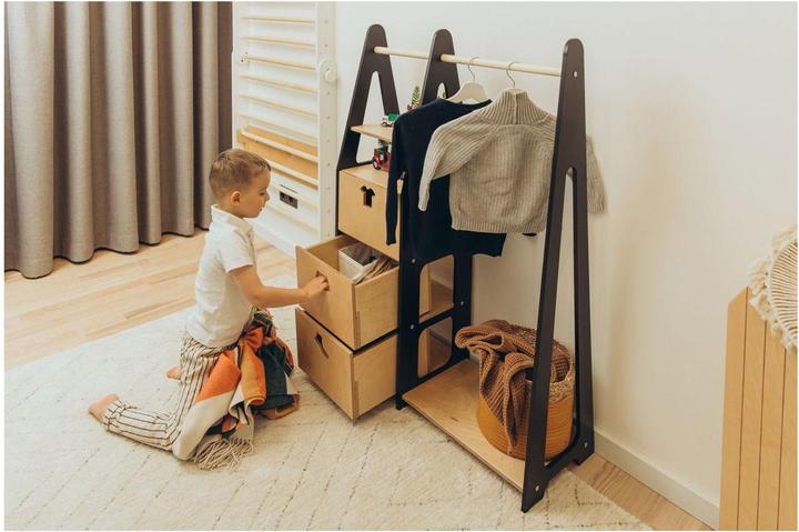 Image du produit Duck Woodworks Porte-manteaux pour enfants Tiroirs avec poignées en forme de vêtements