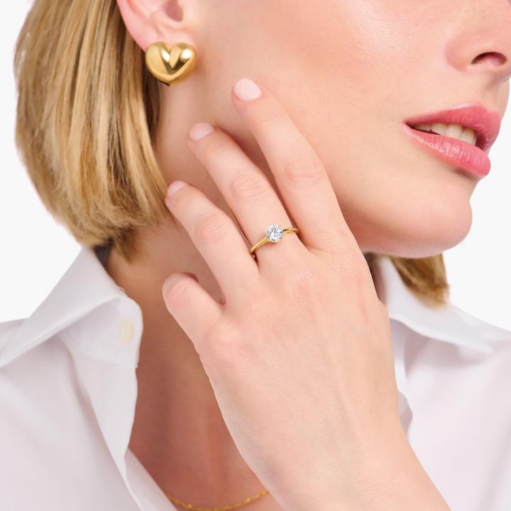 Actual product image Thomas Sabo Ring with brilliant-cut white stone (52, 925 Silver)