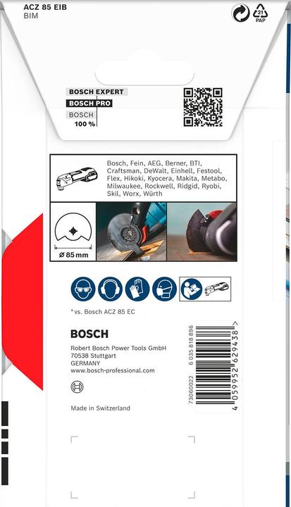 Immagine prodotto Bosch Professional Zubehör PRO ACZ 85 EIB Lama per utensili multifunzione, 85 mm