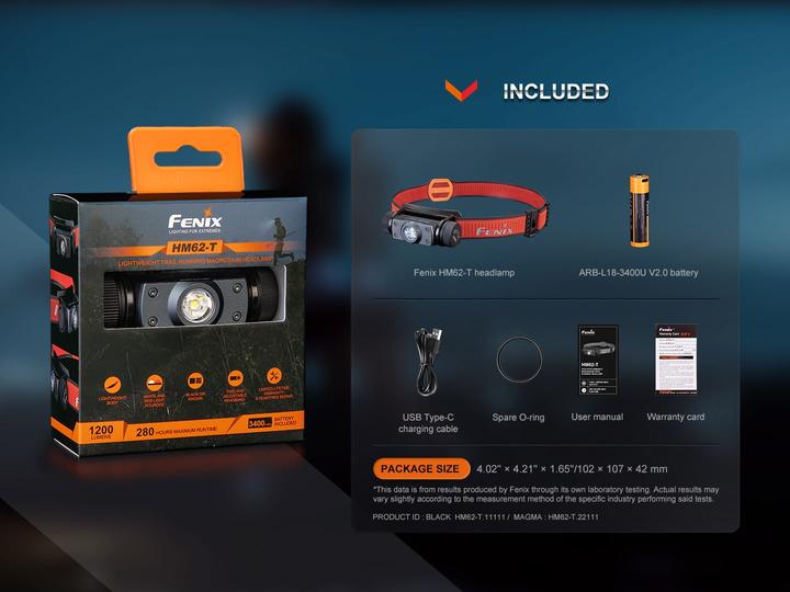 Immagine prodotto Fenix HM62-T, lampada frontale a LED, 1200 lumen, nero (1200 lm)