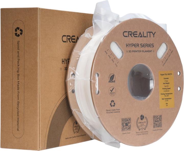 Image du produit Creality Filament PLA Hyper, blanc, 1.75 mm, 1 kg (PLA, 1.75 mm, 1000 g, Blanc)