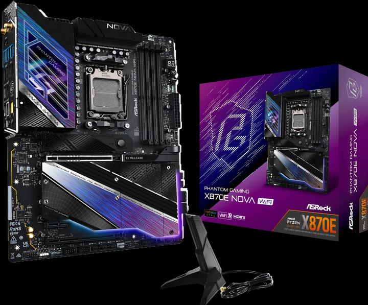 Productafbeelding AsRock MB AMD AM5 X870E Nova WiFi (AM5, AMD X870E, ATX)