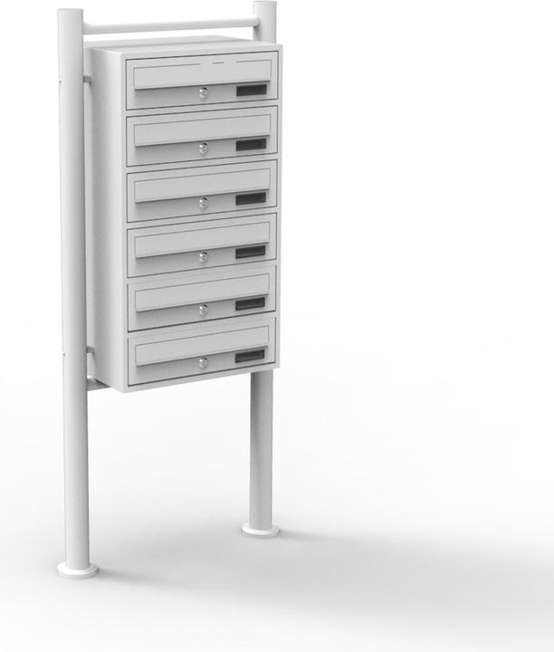 Produktbild Wiltec 6er Briefkastenanlage weiss 270x513x1500mm Standbriefkasten Briefkasten