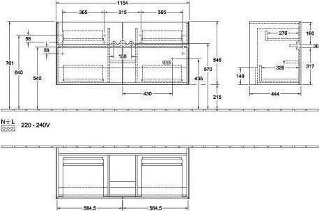 Image du produit Villeroy & Boch V&B Meuble sous-lavabo COLLARO 1154x546x444mm m LED Bel Nordic Oak (115,5 x 44,5 x 54,5 cm)