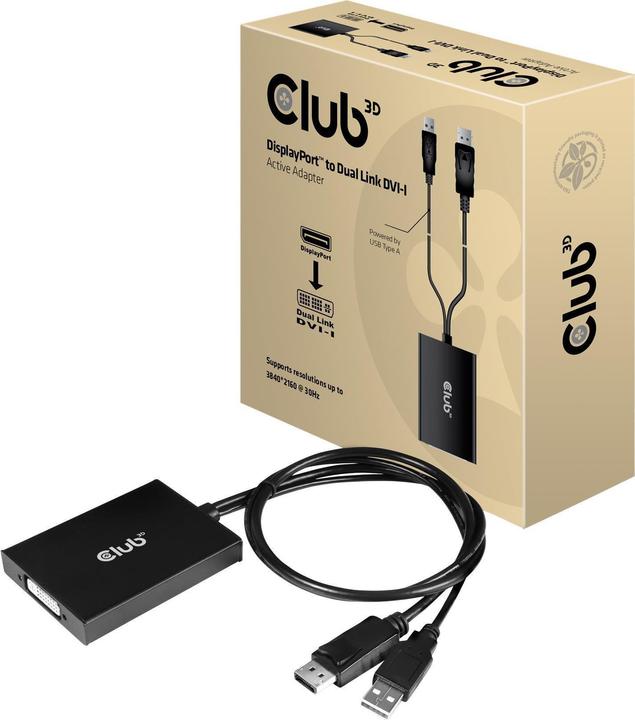 Actual product image Club 3D CAC-1010 DisplayPort to Dual Link DVI-I active adapter (USB, 6.10 cm)