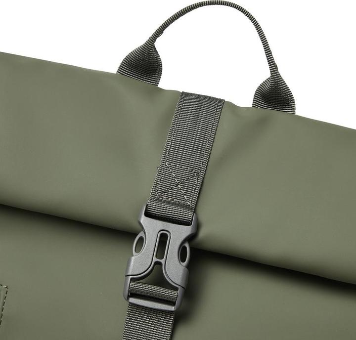 Produktbild Rivacase Rolltop Eco Waterproof RPET PU Leather Backpack for Men and Women, Olive Green (17 l)
