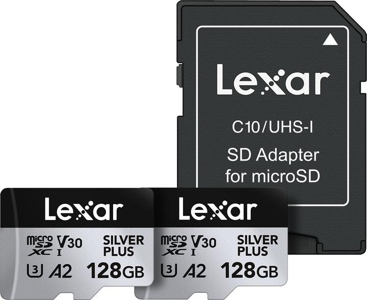 Lexar Professional Silver Plus 2-Pack (128 GB, microSDXC, U3, UHS-I)