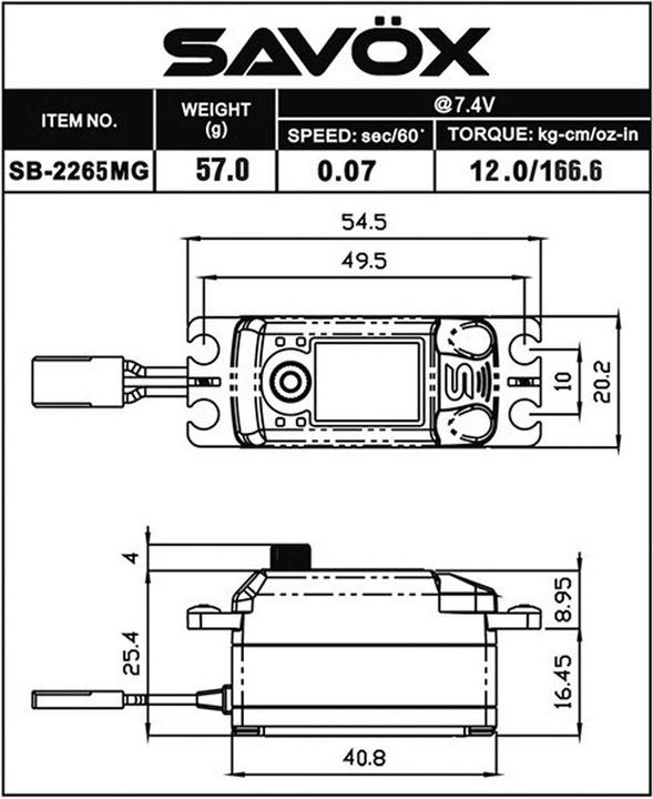 Immagine prodotto Savöx Servo SB-2265MG HV Brushless