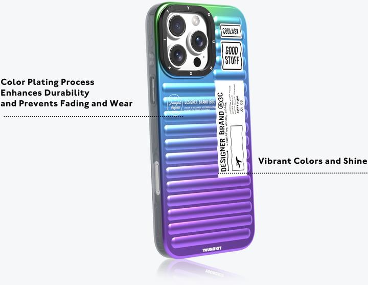 Immagine prodotto Youngkit Copertina Glow ispirata al bagaglio /viola (Apple iPhone 16 Pro Max)