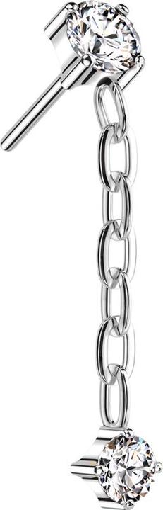 Actual product image Star Piercing Threadless silver crystal silver pendant chain crystal silver (Titanium G23, without brass)