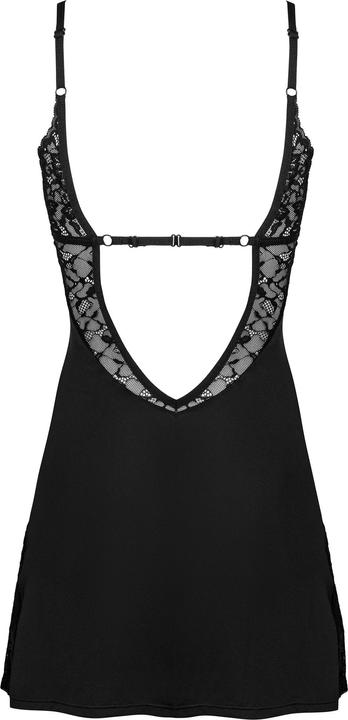 Productafbeelding Obsessive Bellastia Chemise met String - Zwart (L, XL)