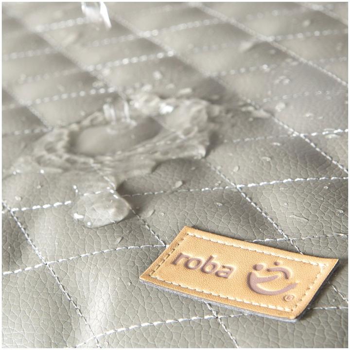 Produktbild Roba Laufgitter 75x100 cm mit Holzfüssen Greyish gesteppt (73 cm, 98.50 cm, Buche)