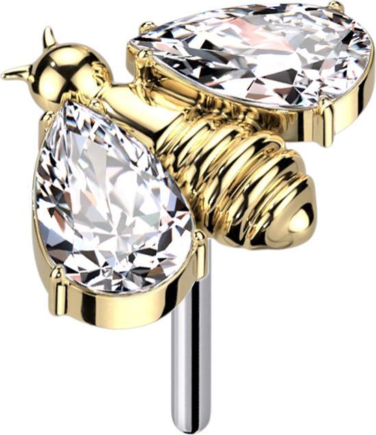 Actual product image Star Piercing Ring silver with heart crystal (Surgical steel 316L)