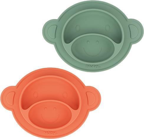 Produktbild Nuby rutschfester Silikon-Esslernteller AFFE, extra saugfähig, 100% Silikon