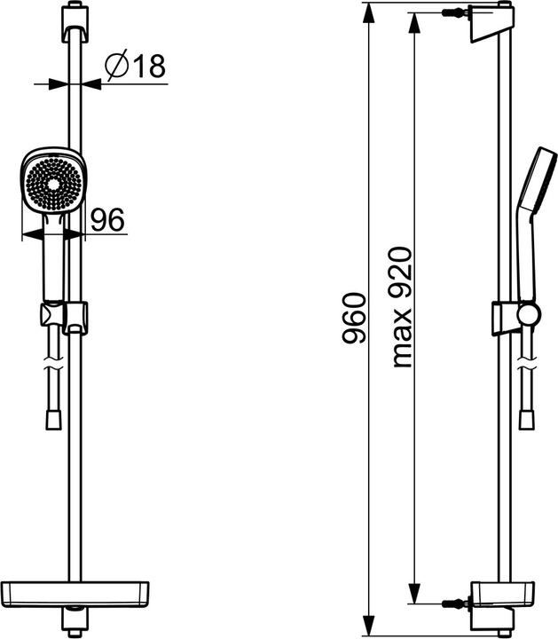 Actual product image Hansa Hansabasicjet Style wall bar shower set, wall mounting, 1-jet, 920 mm, chrome
