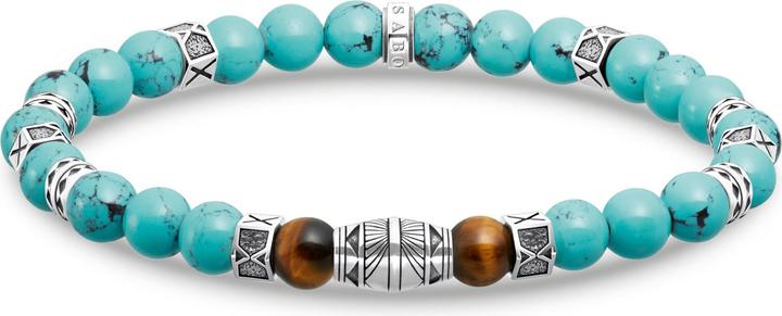 Image du produit Thomas Sabo Bracelet avec perles de turquoise et perles d'oeil de tigre en argent (15.50 cm, Noirci, Argent sterling 925)
