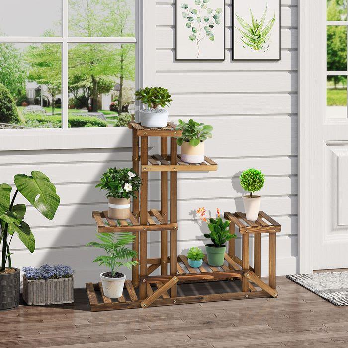 Immagine prodotto Swisshandel24 Scaffale per piante Supporto per fiori Legno massiccio 6 livelli Scaffale per fiori a quattro