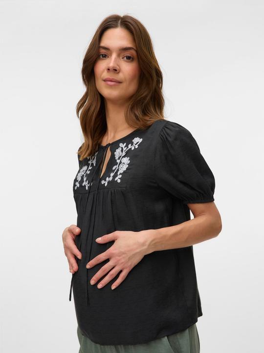 Immagine prodotto Mamalicious Normal geschnitten Rundhals Elastische Bündchen Ballonärmel Top Bluse (XS)