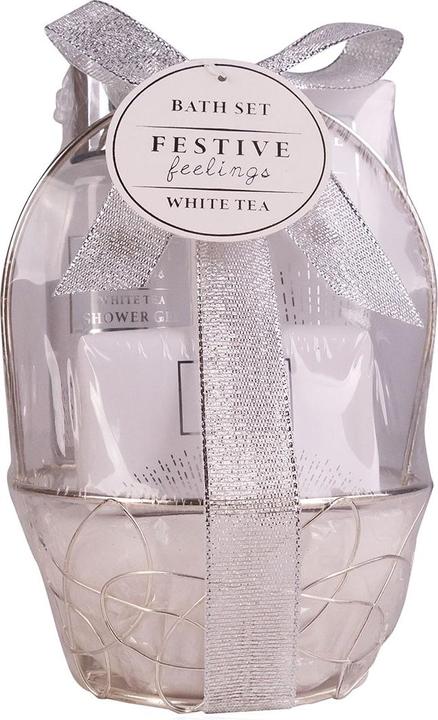 Accentra Geschenkset FESTIVE FEELINGS in rundem Drahtkorb, Duft: White Tea