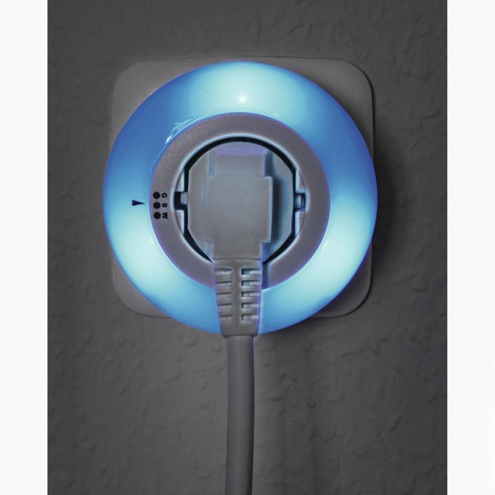 Produktbild Hama LED-Nachtlicht Circle Colour mit integr. Steckdose, Lichtsensor, 3 Farben