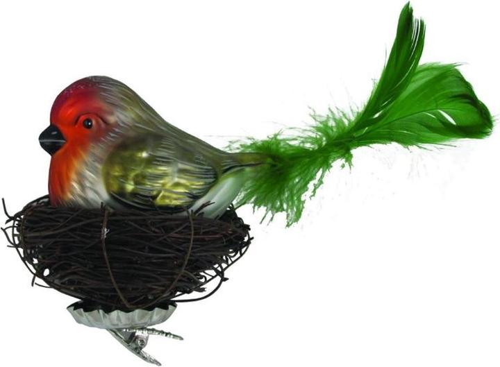 Produktbild Krebs Glas Lauscha Vogel mit Nest aus Zweigen Glas-Ornament (1 -teilig)