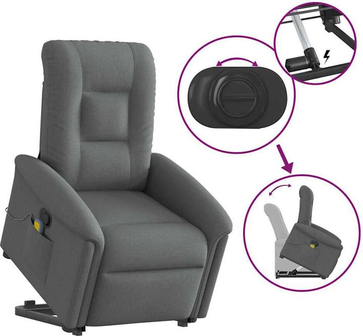 Actual product image VidaXL Massage chair with stand-up aid dark grey fabric
