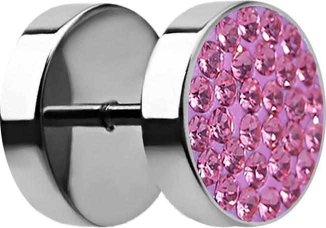 Image du produit Star Piercing Fake Plug avec cristal rose (sans laiton, Acier chirurgical 316L)