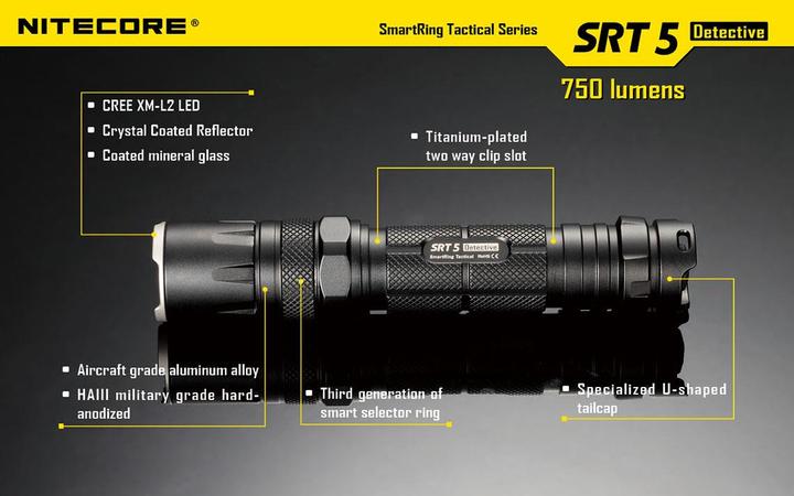 Actual product image Nitecore Srt5 (136 cm, 750 lm)