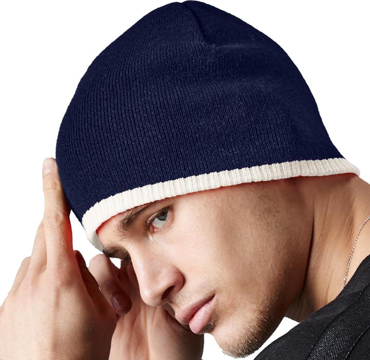 Produktbild Beechfield Beanie Mütze Strickmütze mit Kontrastrand (One Size)