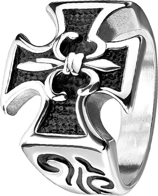 Image du produit Star Piercing Bague argent fleur de lys et croix de fer (69, Acier)