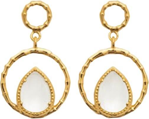 Image du produit Lara BOUCLES d'orilles Plaqué or - PIERRE DE LUNE BLANCHE - RONDS