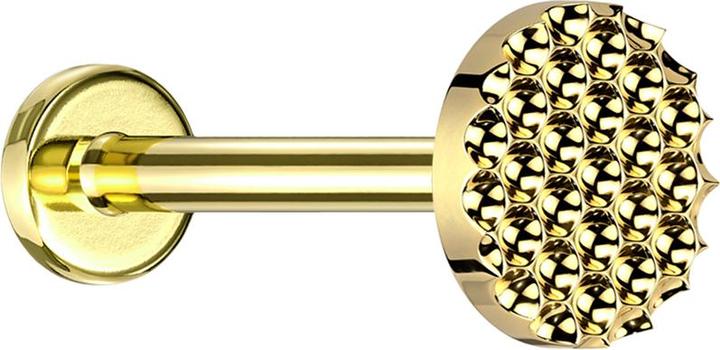 Star Piercing Micro Labret Innengewinde vergoldet gepunkteter Diamantschliff Scheibe vergoldet (ohne Messing, Titan G23)