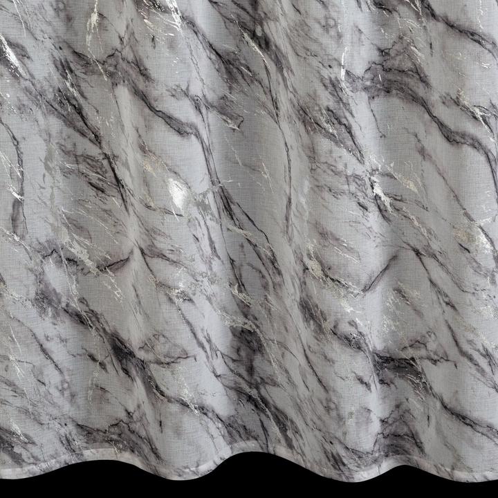 Produktbild Eurofirany Leichter Stoffvorhang mit silbernem Marmormuster, weiss, silberfarben, 140 x 270 cm, Ösen/Kreise (140 x 270 cm)
