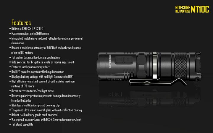 Actual product image Nitecore Mt10c (9.12 cm, 920 lm)