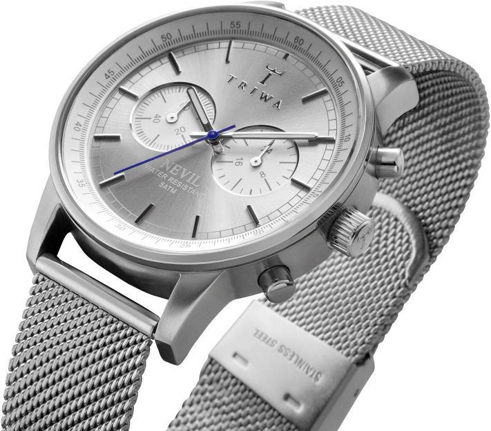Actual product image Triwa Stirling Nevil Steel Mesh (Analogue wristwatch, Chronograph, 42 mm)