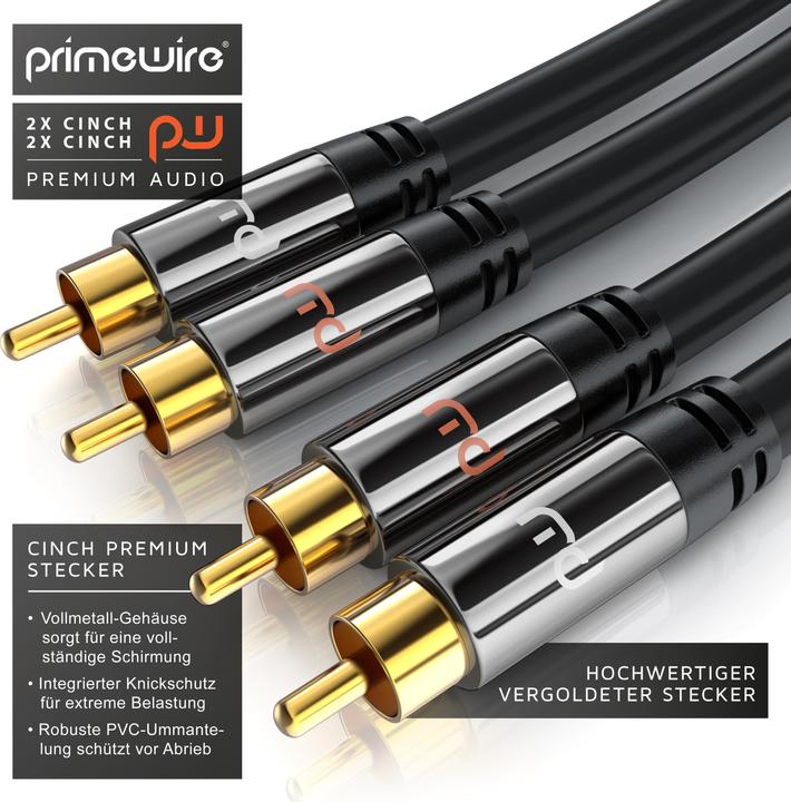 Image du produit Primewire Câble audio stéréo RCA, RCA, câble audio hi-fi avec blindage multiple, 2x RCA vers 2x RCA (1 m, RCA)