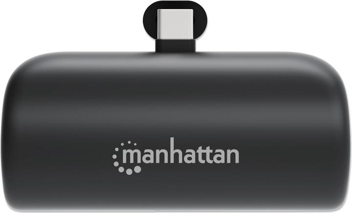 Produktbild Manhattan Powerbank 5000 mAh mit integriertem USB-C-Stecker 10W zur Nutzung als Handyhalterung mit L (5000 mAh, 10 W, 10 Wh)