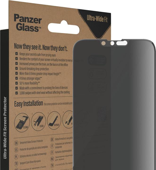 Produktbild PanzerGlass Ultra Wide Fit Privacy (1 Stück, Apple iPhone 13 Pro Max, Apple iPhone 14 Plus)