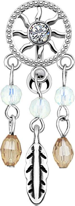Immagine prodotto Star Piercing Banana d'argento con sfera acchiappasogni in cristallo d'argento (Ottone, Acciaio chirurgico 316L)