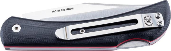 Produktbild Nieto Taschenmesser COMANDO, Stahl Böhler N695, Back Lock, schwarze G10-Griffschalen, rote Fibergla