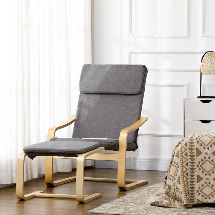 Image du produit Homcom Fauteuil de relaxation avec pouf avec repose-pieds, repose-tête et accoudoirs