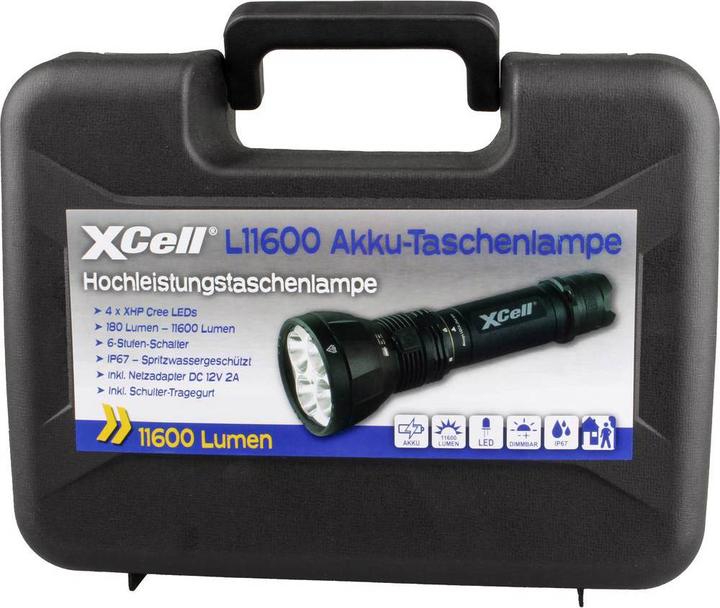 Produktbild XCell Hückmann L11600 Hochleistungstaschenlampe bis 11.600lm inkl. Akku & Koffer (27.30 cm, 11600 lm)
