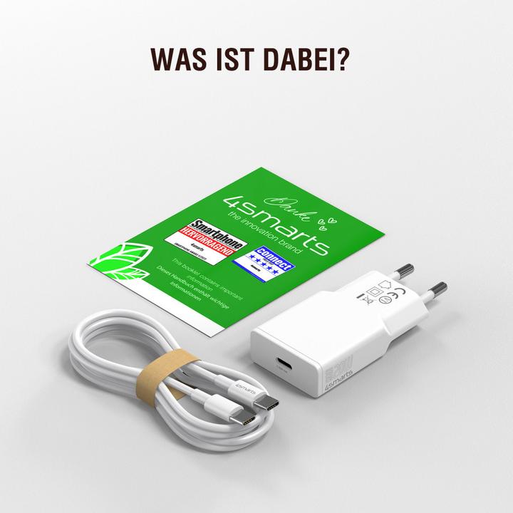 Actual product image 4smarts Power charger PDPlug Slim 20W GaN 1C and USB-C cable 1.5m white (20 W)